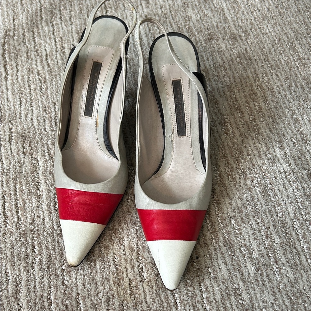 Narciso Rodriguez Red and Cream Heels